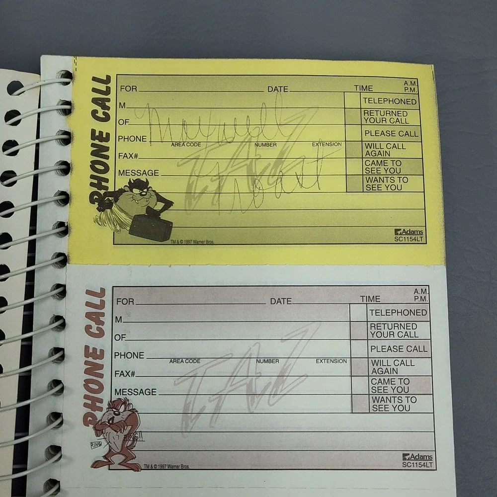 Vintage Looney Tunes Taz Phone Message Book 1997 Carbon Paper‎ Tasmanian Devil